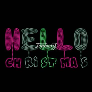 Wholesale Hello Christmas Iron On Heat Transfer Sticker Holiday Rhinestone Transfer For Garment Sweatshirt