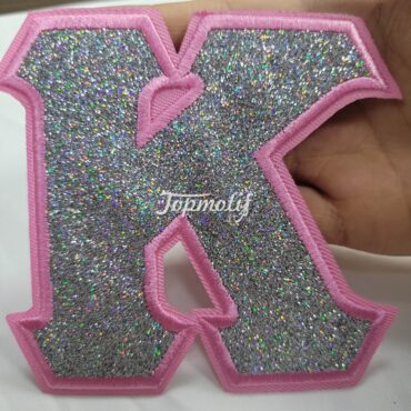 Custom Glitter Letter Iron On Patch K Heat Press Embroidery Patch