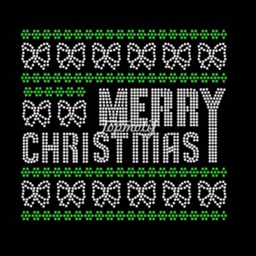 Merry Christmas Heat Press Rhinestone Design Holiday Iron On  Rhinestone Transfers For Garments