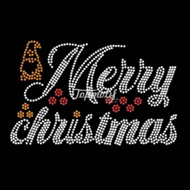 Merry Christmas Hot Fix Heat Press Transfer Rhinestone Motif Applique Santa Holiday DIY