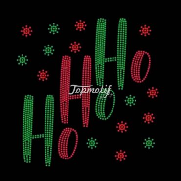 Wholesale Ho Ho Ho Christmas Rhinestone Holiday Bling Iron on Heat Transfer