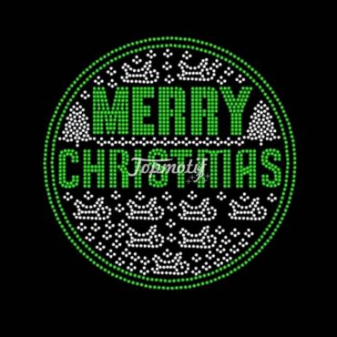 Custom High Quality Merry Christmas Rhinestone Transfer Holiday Heat Press Transfer Sticker For Garment Sweatshirt